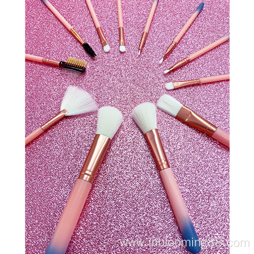 Custom Pink Wooden Handle Unique Makeup Brushes